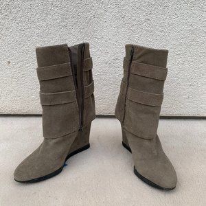 Grey Suede Mid Boots